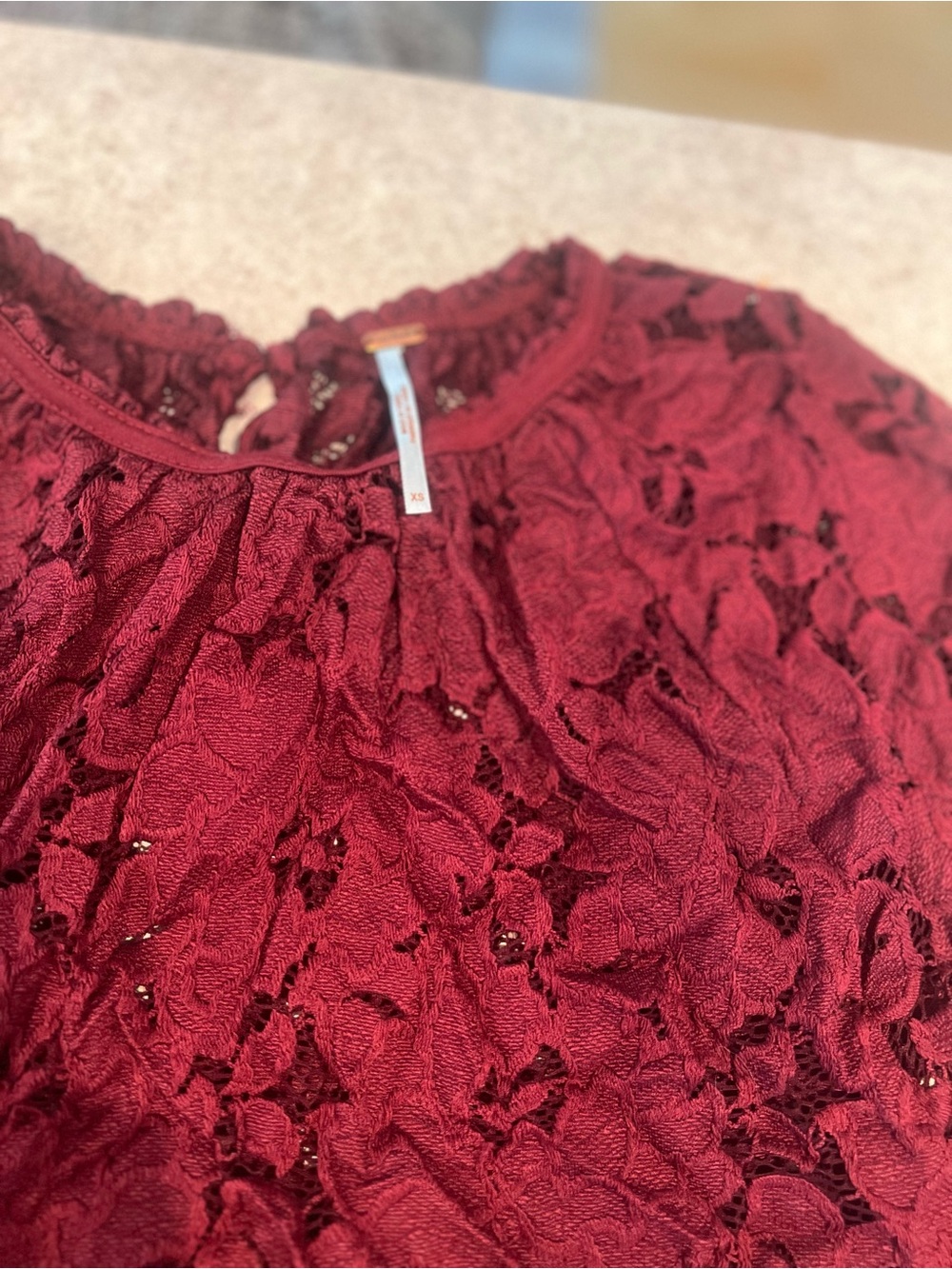 Free People Burgundy Lace Blouse